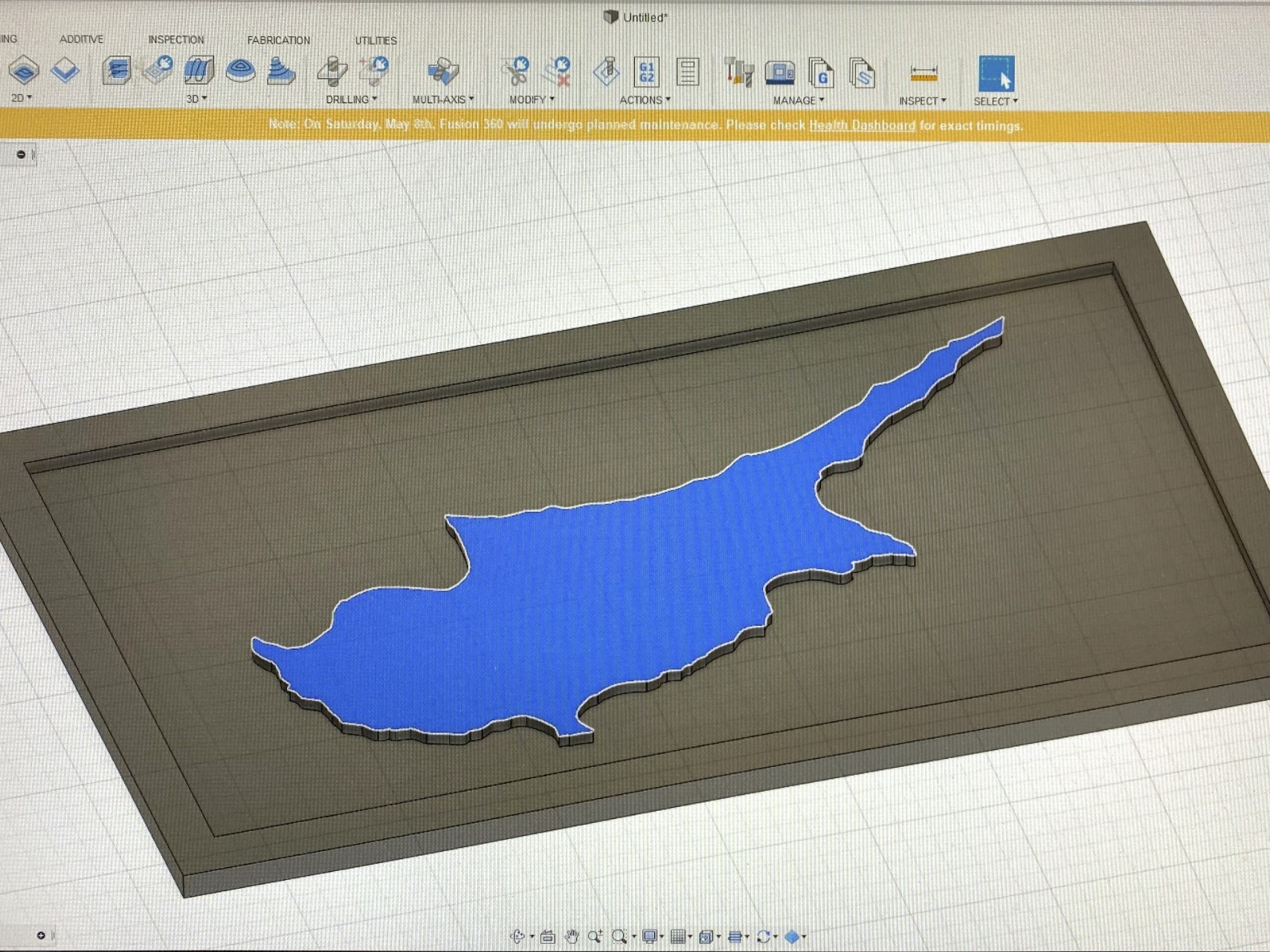3D model of Cyprus on a computer screen