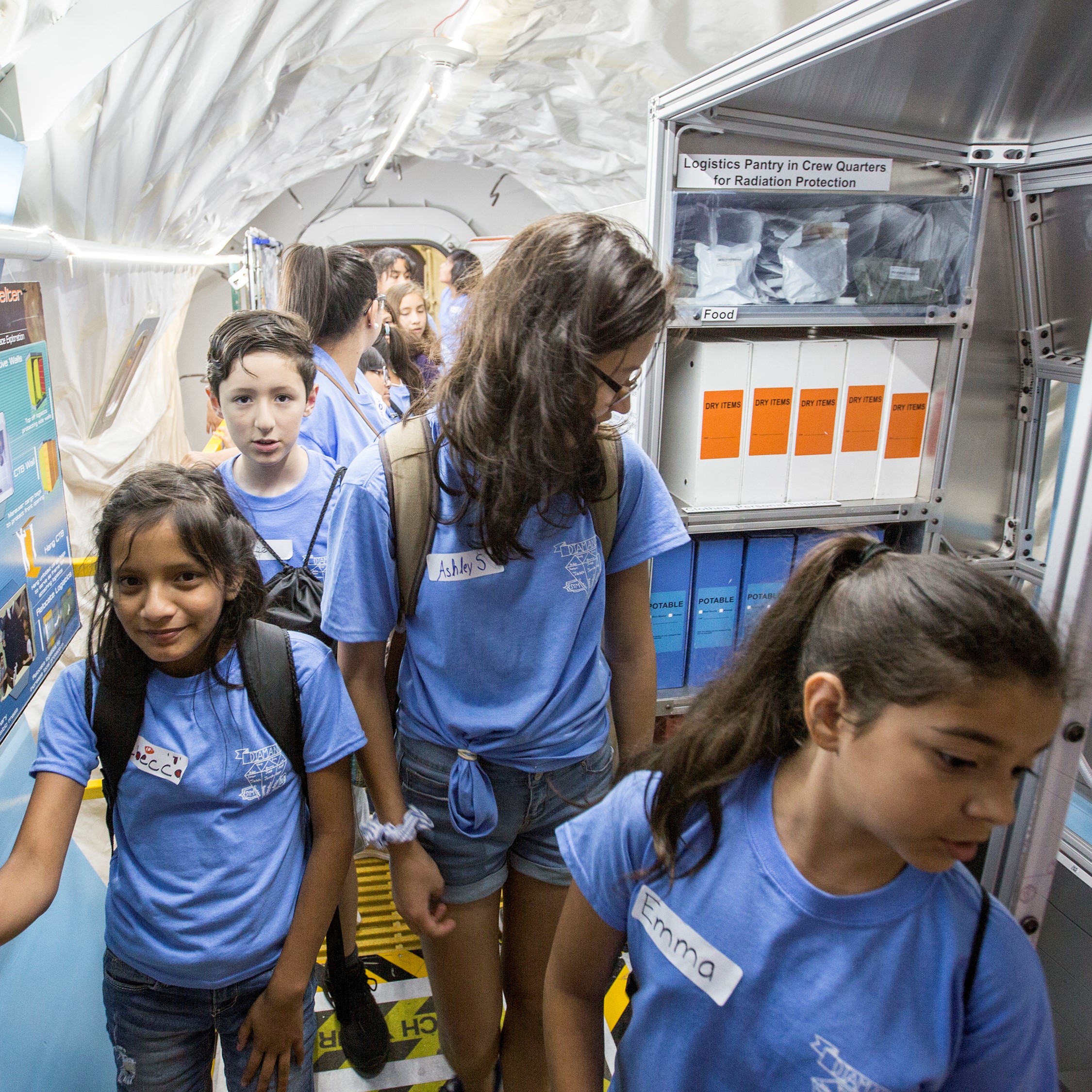 Rebecca, 11, and her classmates from Saint Thomas More Catholic School in Chapel Hill, North Carolina toured a prototype space habitat during their recent visit to NASA's Langley Research Center.